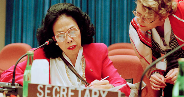 La Sra. Patricia Licuanan, Presidente de la Comisión Principal de la Conferencia de las Naciones Unidas sobre la Mujer, Beijing septiembre de 1995/ ONU-Milton Grant