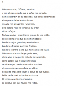 poema Cómo cantarte, Diótima, sin vino Francisco Hernández, Material de Lectura