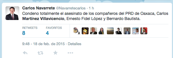 Carlos Navarrete tweet muerte Martinez