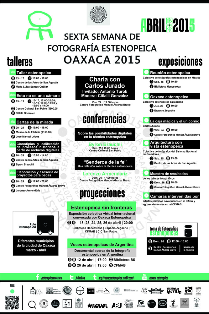 Calendario VI Semana de la Foto Estenopeica Oaxaca