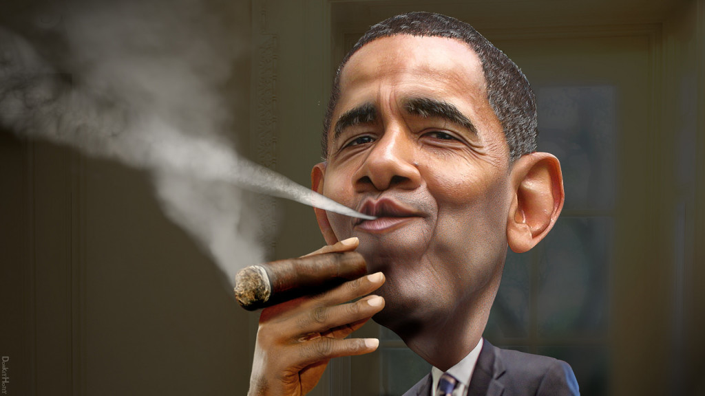 OBAMA Enjoying a cuban CC license Donkey Hotey